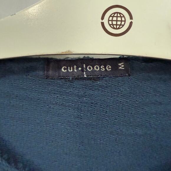 Cut Loose Blue Sweater Dress Tunic Sweatshirt 100% Cotton Pockets Lagenlook M - Picture 3 of 6